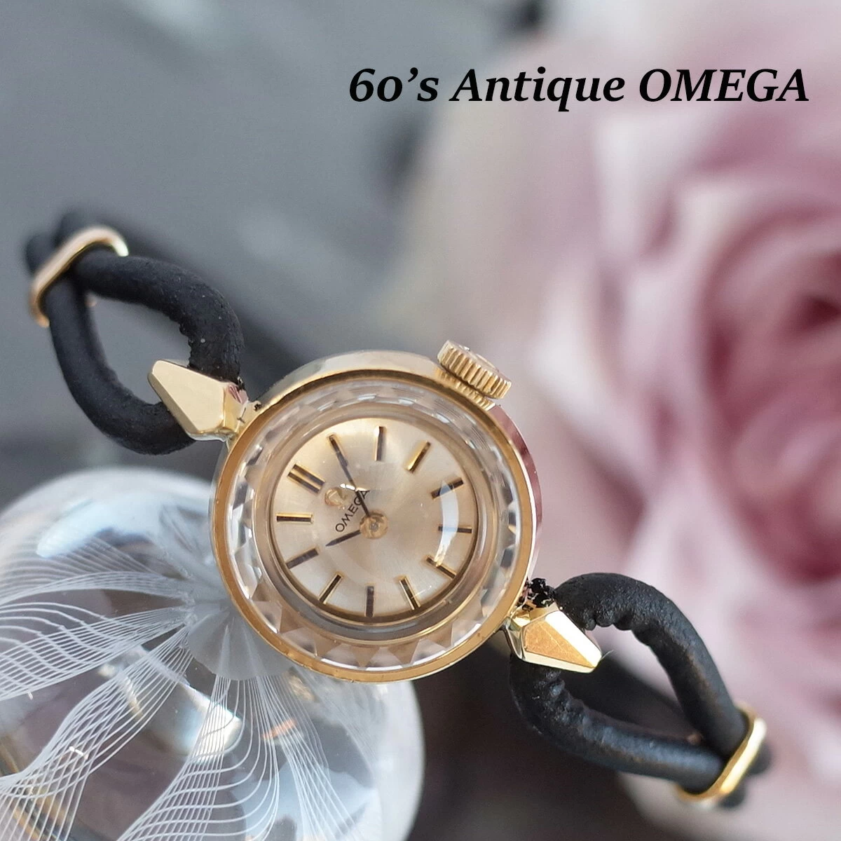 Omega 60'S Antique Watch Single Lag Gold Brand New Leather Cord GP Genuine Buckle Ladies Hand Wound OMEGA