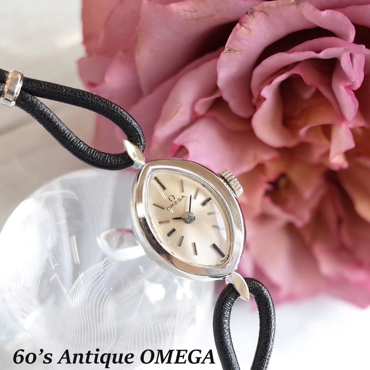 Good Omega 60's Antique Watch K14WG Marquise Single Lag Nanjing Watch Ladies Manual Roll OMEGA