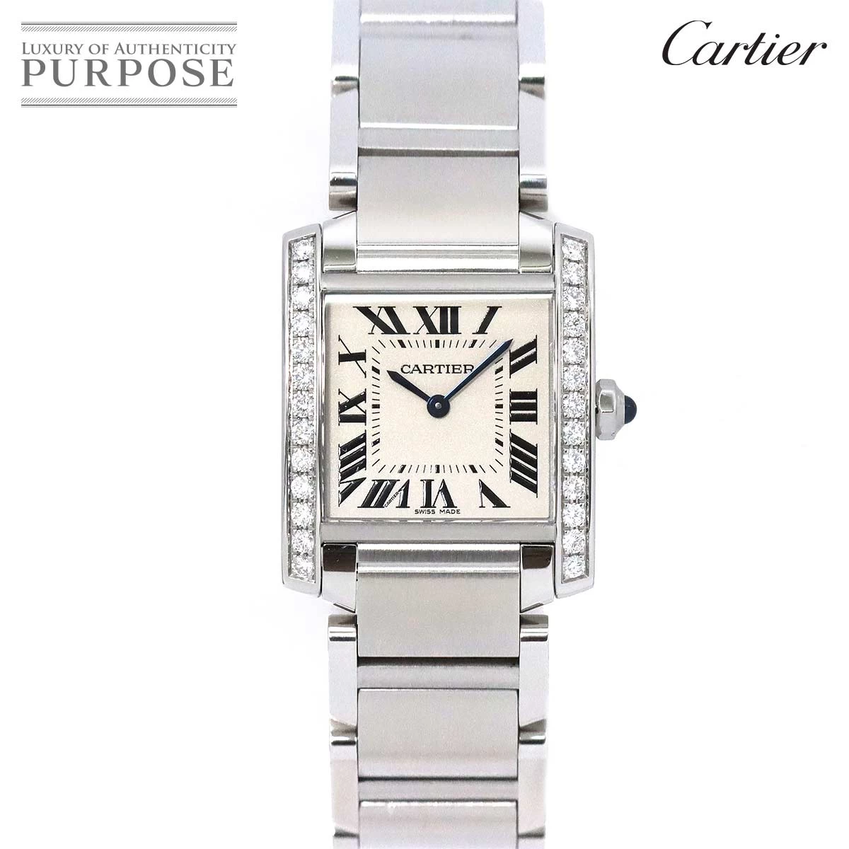 [Brand New Finished] Cartier Cartier Tank Francaise MM W4TA0009 Boys Diamond Bezel Ivory Dial Quartz Watch Tank Francaise MM 