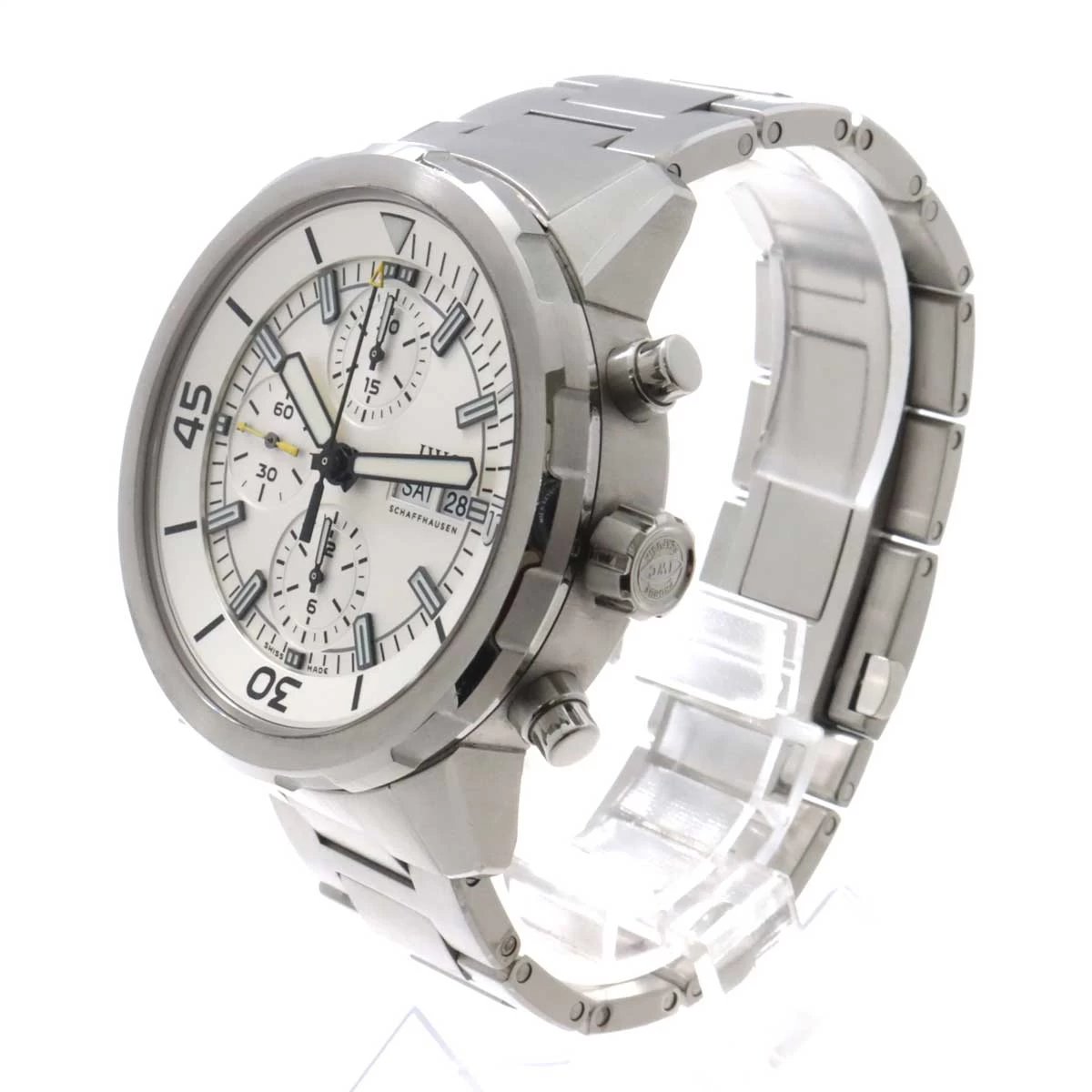 IWC Aquatimer Chronograph IW376802 Day-Date Silver Dial Automatic International Watch Company Aquatimer 