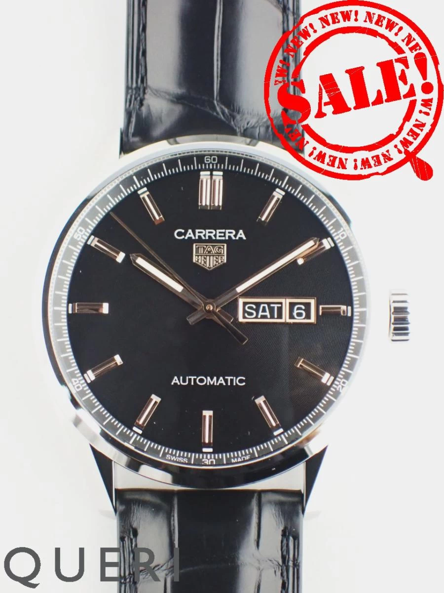 TAG HEUER CARRERA CALIBRE 5 DAY DATE ALLIGATOR STRAP WHEUER 2013 FC6503 NEW