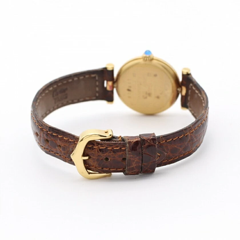 [Final disposition!! Sales ended at 8:30 on 3/1 (Wed.)! 20% OFF or more] Cartier Cartier Must Vendome Vermeil Ladies Quartz SV925 Leather Gold Brown Beige Dial 590004 _sale_0301end