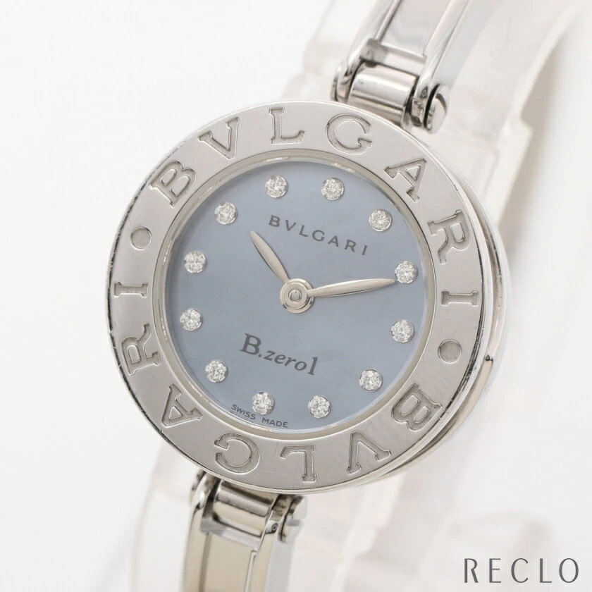 Bulgari BVLGARI B-ZERO1 B.zero1 Ladies Quartz SS Silver Blue Shell Dial 12P Diamond BZ22S 