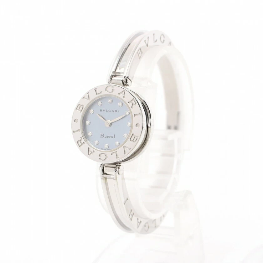 Bulgari BVLGARI B-ZERO1 B.zero1 Ladies Quartz SS Silver Blue Shell Dial 12P Diamond BZ22S 