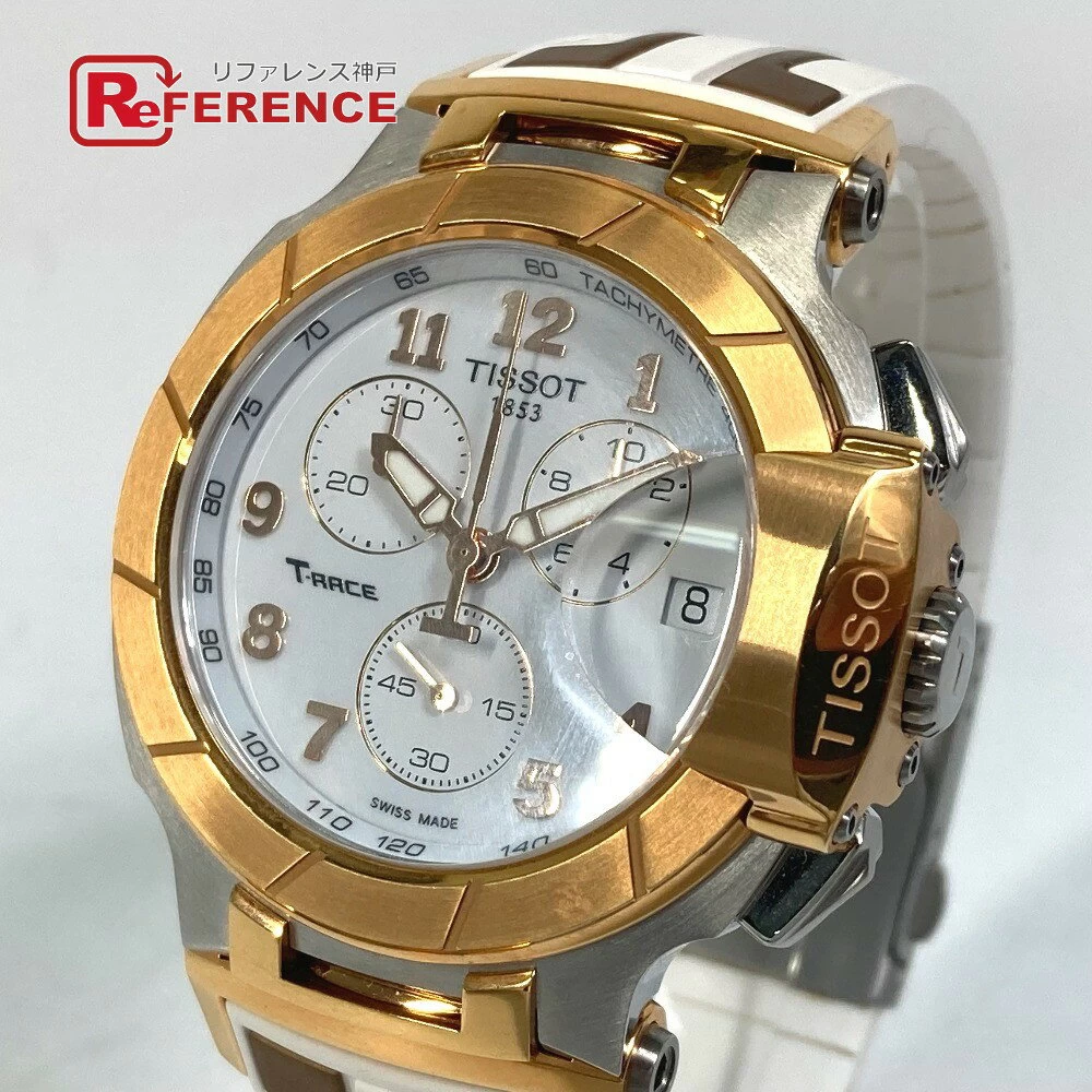 TISSOT Tissot T048417 Tea Race Chronograph Quartz Date SS/GP/Rubber Belt Silver 