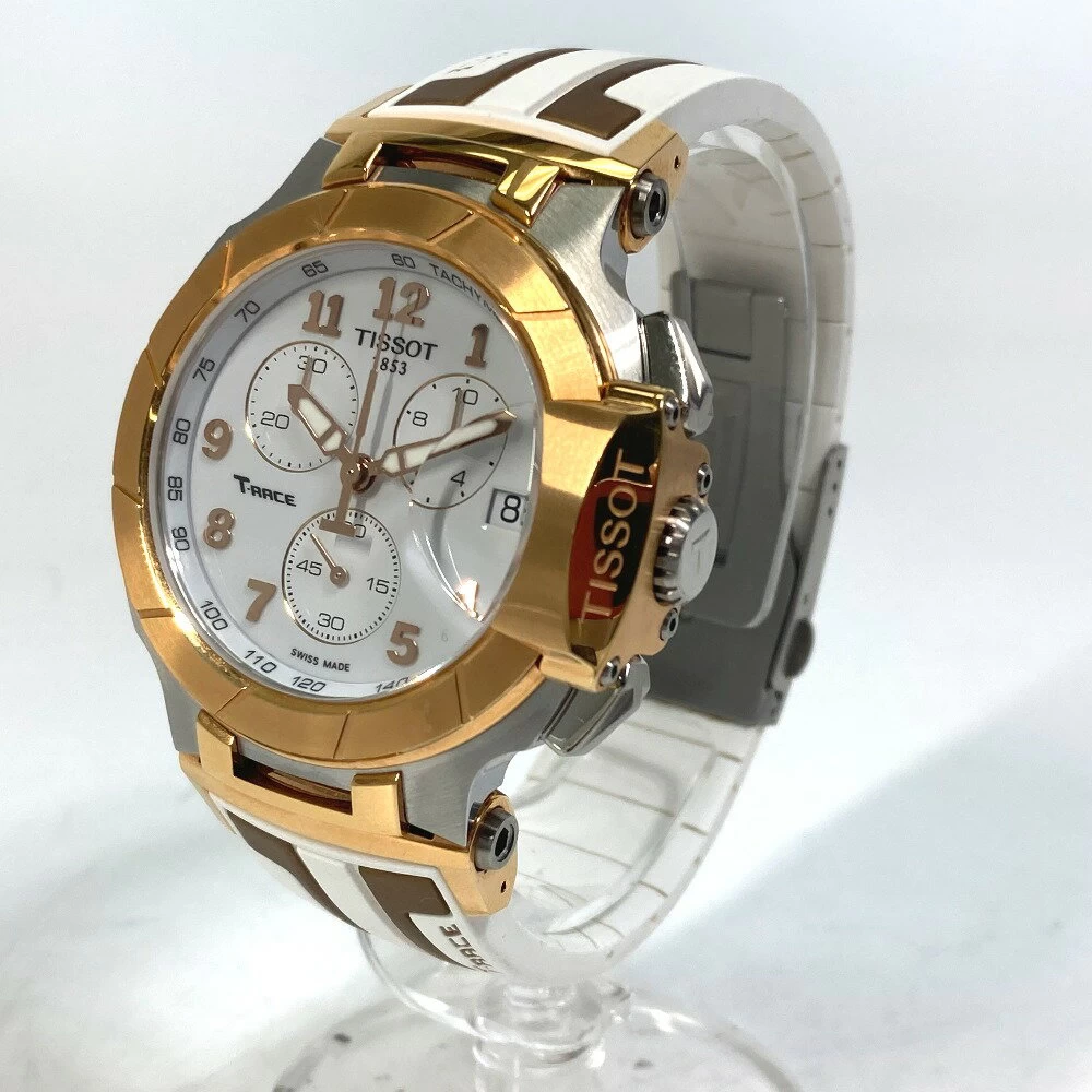 TISSOT Tissot T048417 Tea Race Chronograph Quartz Date SS/GP/Rubber Belt Silver 