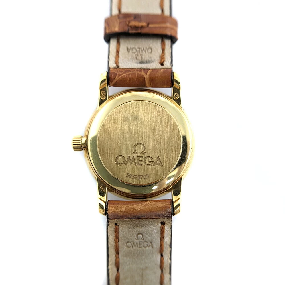 Omega 22mm Silver Dial Leather Strap Quartz Watch/K18YG/750/Yellow Gold, Leather/OMEGA [♀] [B] [Women's] /h230206 ★ [RF1] ■471796