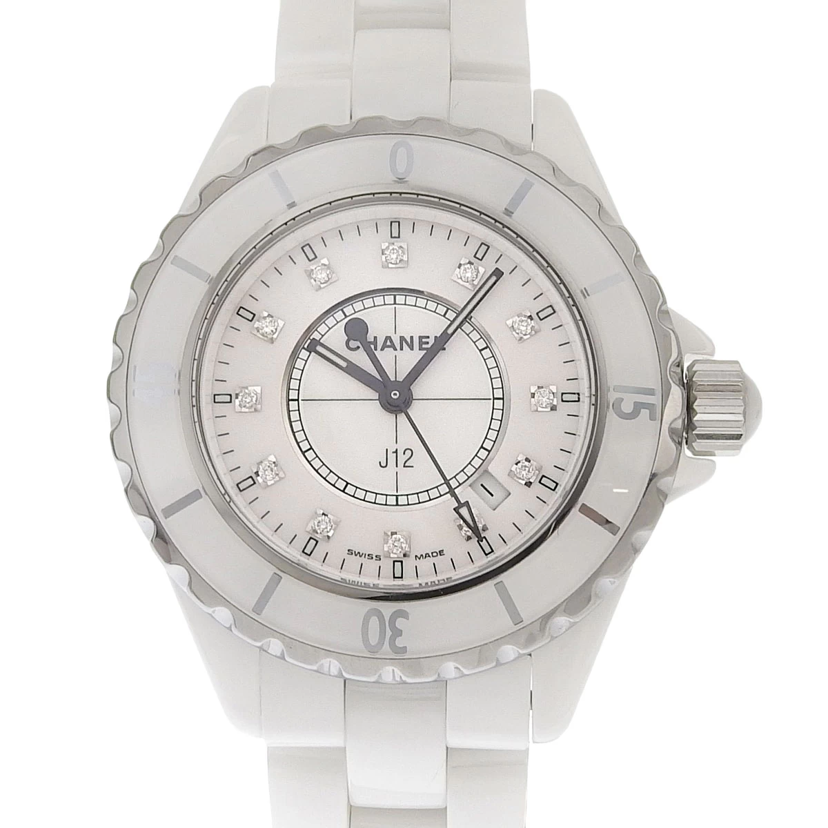 (8810) [Chanel] Chanel CHANEL J12 Ladies Quartz White Dial Diamond 12P H1628 [Watch (Ladies)]　
