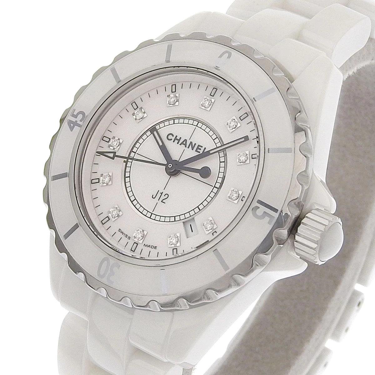 (8810) [Chanel] Chanel CHANEL J12 Ladies Quartz White Dial Diamond 12P H1628 [Watch (Ladies)]　