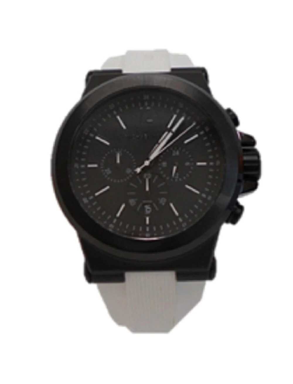 The price has been reduced! MICHAEL KORS MK-8810 BLACK WHITE BIG FACE RUBBER BELT UNISEX BLACK WHITE MONOTONE