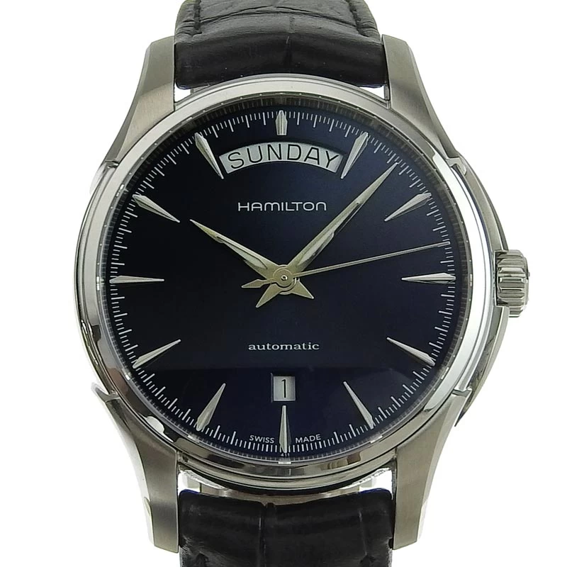  Hamilton HAMILTON Jazzmaster Day-Date Quartz SS Leather Navy Dial H325051 New Arrival OW0319