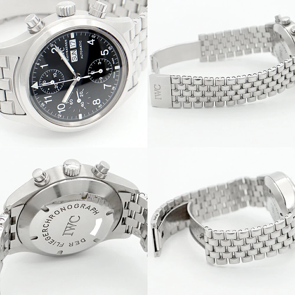 Internally Tested IWC International Watch Company Mechanical Frieger Chronograph IW370607 Day Date Black Black SS Stainless Steel Automatic 