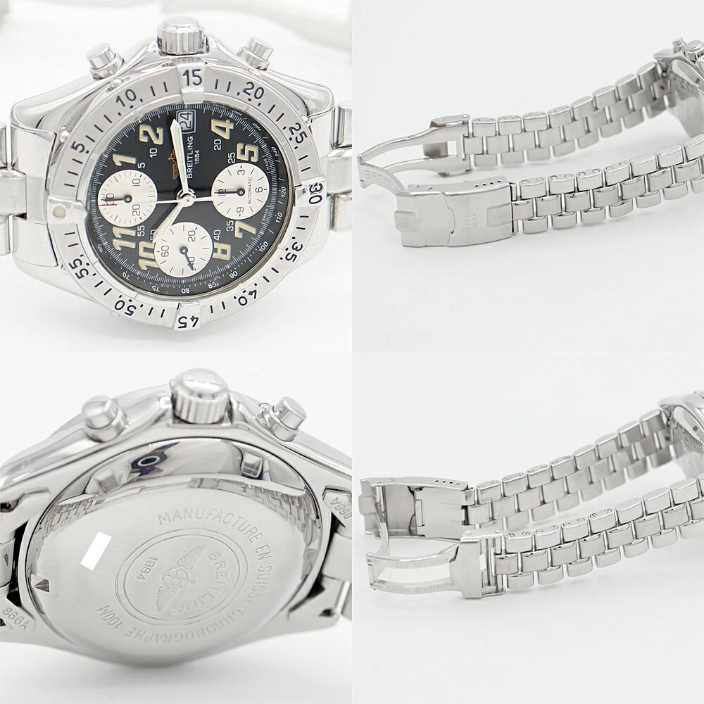 Internally inspected BREITLING Breitling Colt Chronograph A13035 A133B19PFA Date 100m Waterproof Black Black SS Stainless Steel Automatic A13035.1