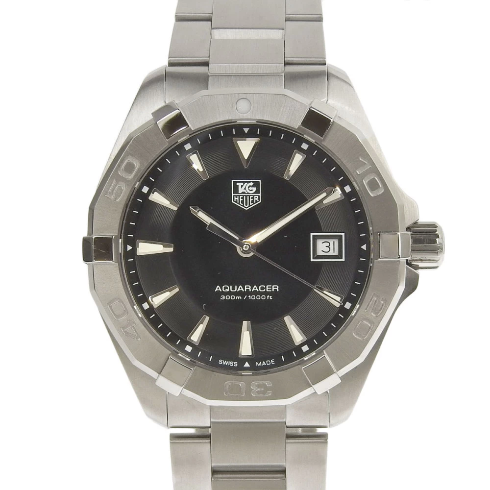 TAG HEUER AQUARACER WAY1110 SS QZ BAR INDEX BLACK DIAL BATTERY REPLACED FINISHED