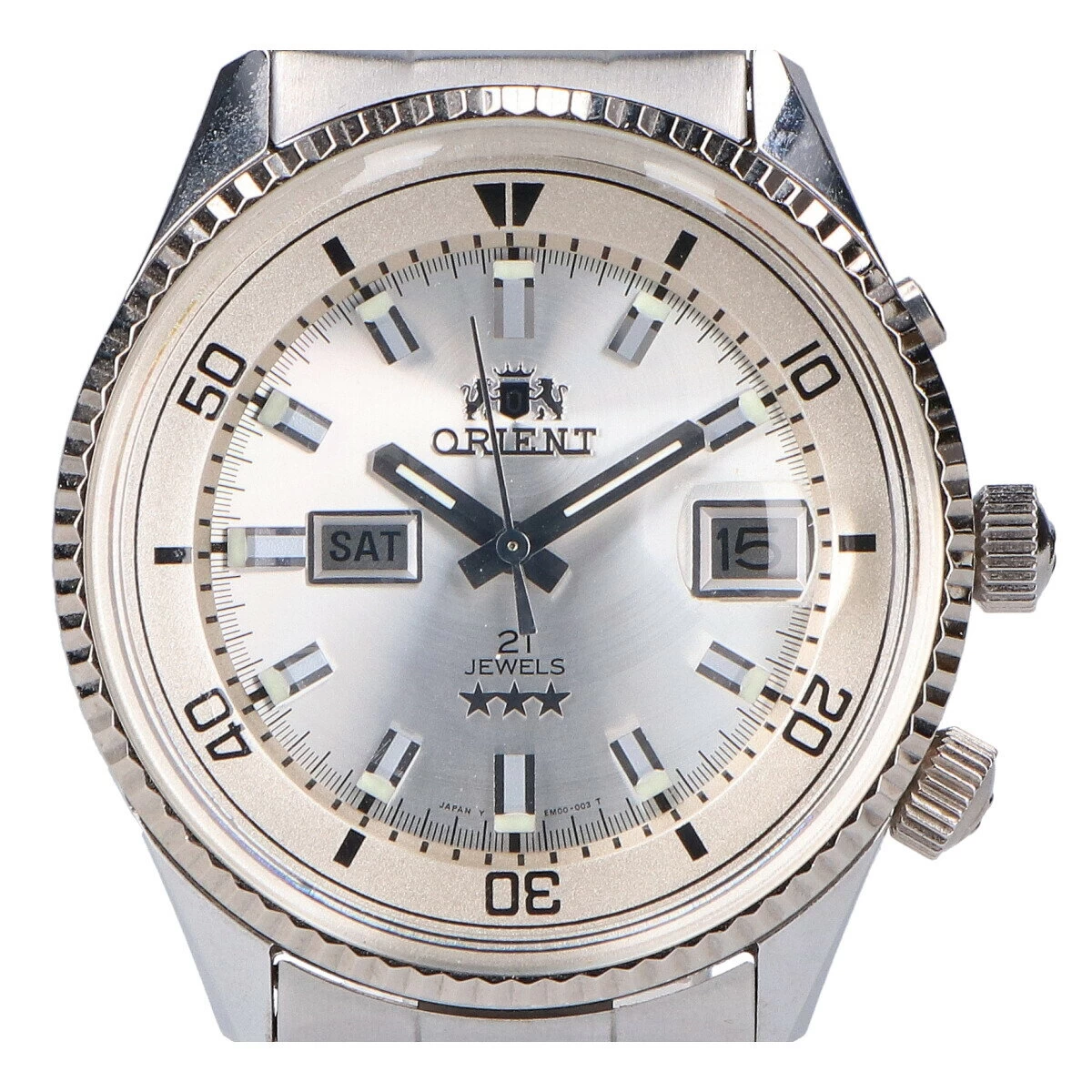 ORIENT ORIENT WZ0181EM EM00-C3 KING MASTER 3 STAR REPRINT DAY DATE AUTOMATIC SILVER 