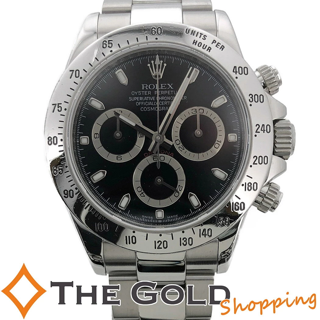 Rolex Cosmograph Daytona 116520 V 2010 Parallel Black Dial Checked Satin Buckle Stainless Steel Rolex Watch for Men 