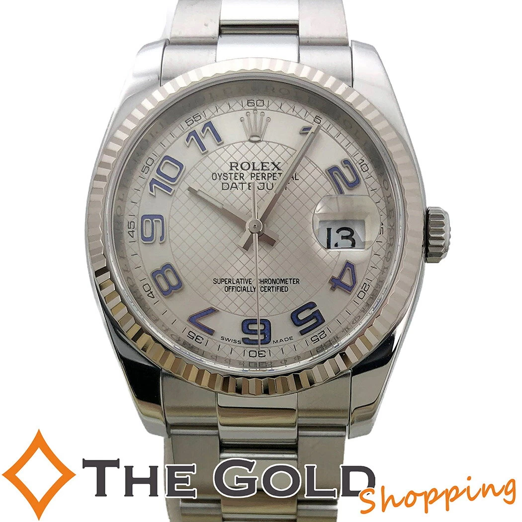 ROLEX DATEJUST 116234 G NO. OH NO. 116234 G NO. OH Parallel 36mm Silver Blue Arabian Automatic Rolex Watch for Men 