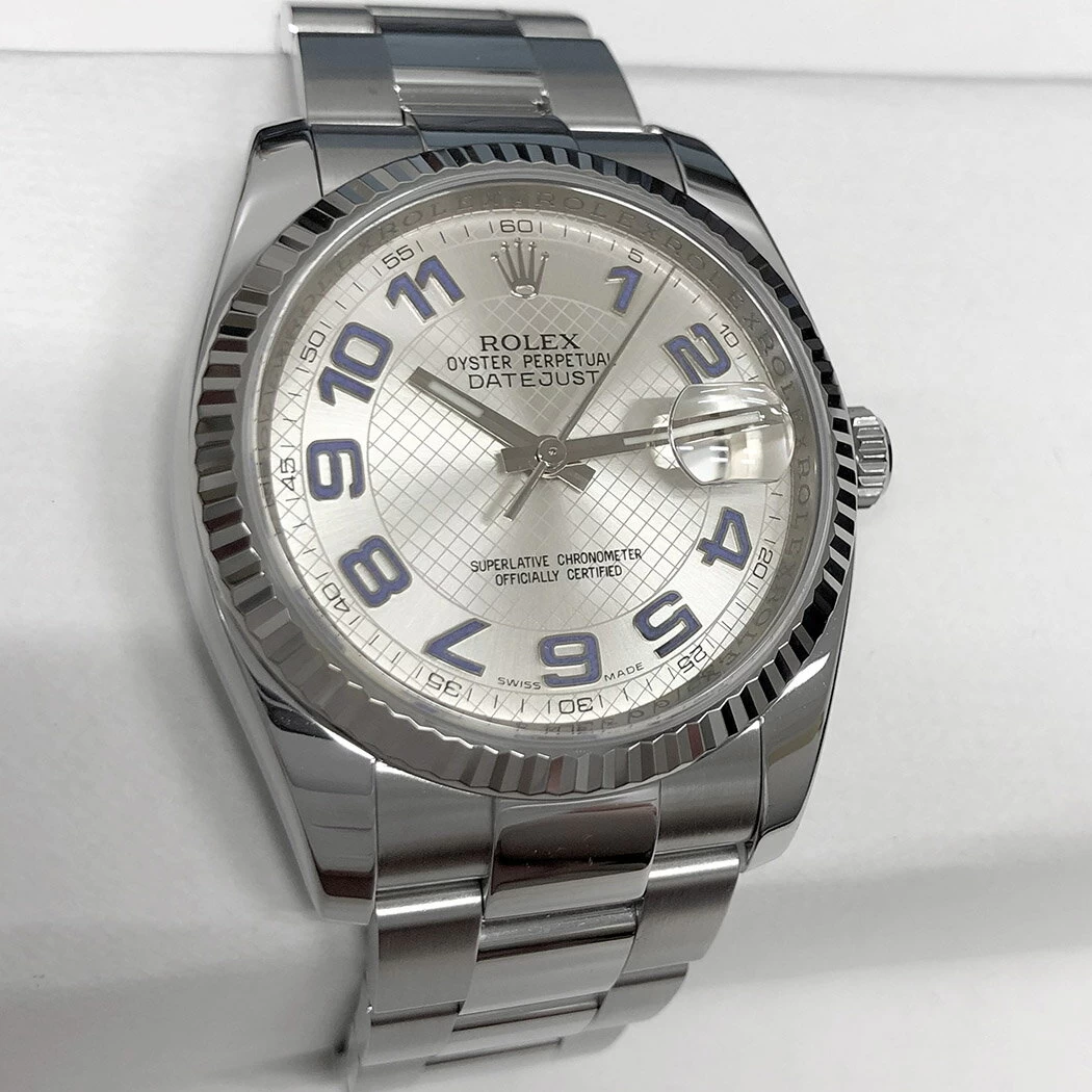 ROLEX DATEJUST 116234 G NO. OH NO. 116234 G NO. OH Parallel 36mm Silver Blue Arabian Automatic Rolex Watch for Men 