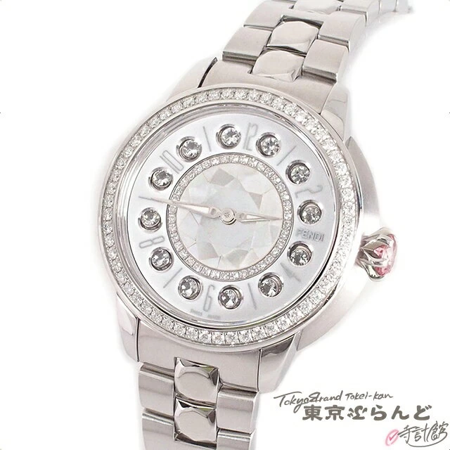  [Returnable] FENDI FENDI Eye Shine Ladies Diamond White Topaz Pink Topaz Black Spinel F121024500B2T01 QZ Unused 101652028