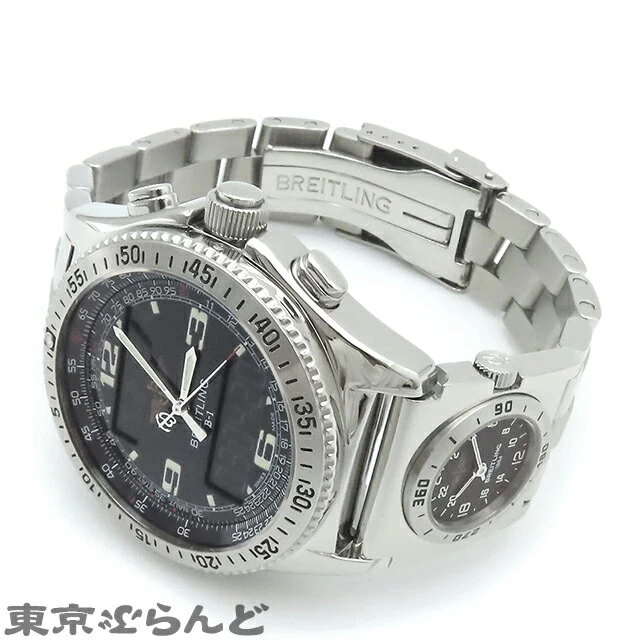 [Returnable] Breitling Breitling B-1 Digiana A68362 A70174 Black SS UTC Module Quartz Battery Replaced and Finished with Box 101680115