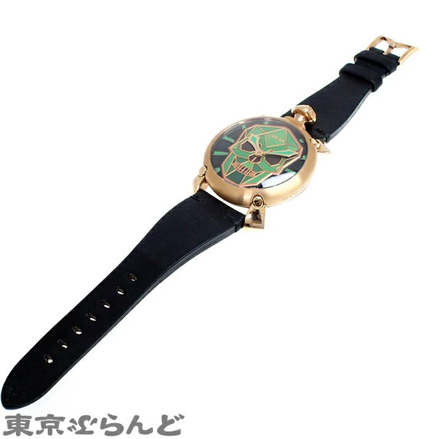 [Returnable] [Settlement Sale◎] Gaga Milano GaGa Milano Manuale 48mm Bionic Skull Limited to 500 Handwound SS Leather Green 5061.02S Unused PDW 101600673