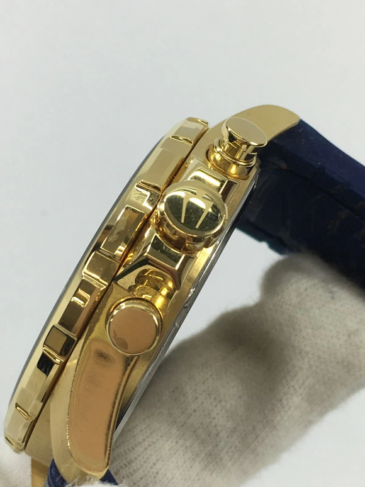 Bulova Bulova - 97B168 Marine Star Chronograph Gold Blue Leather Belt 04r6716 [Hachioji Store]
