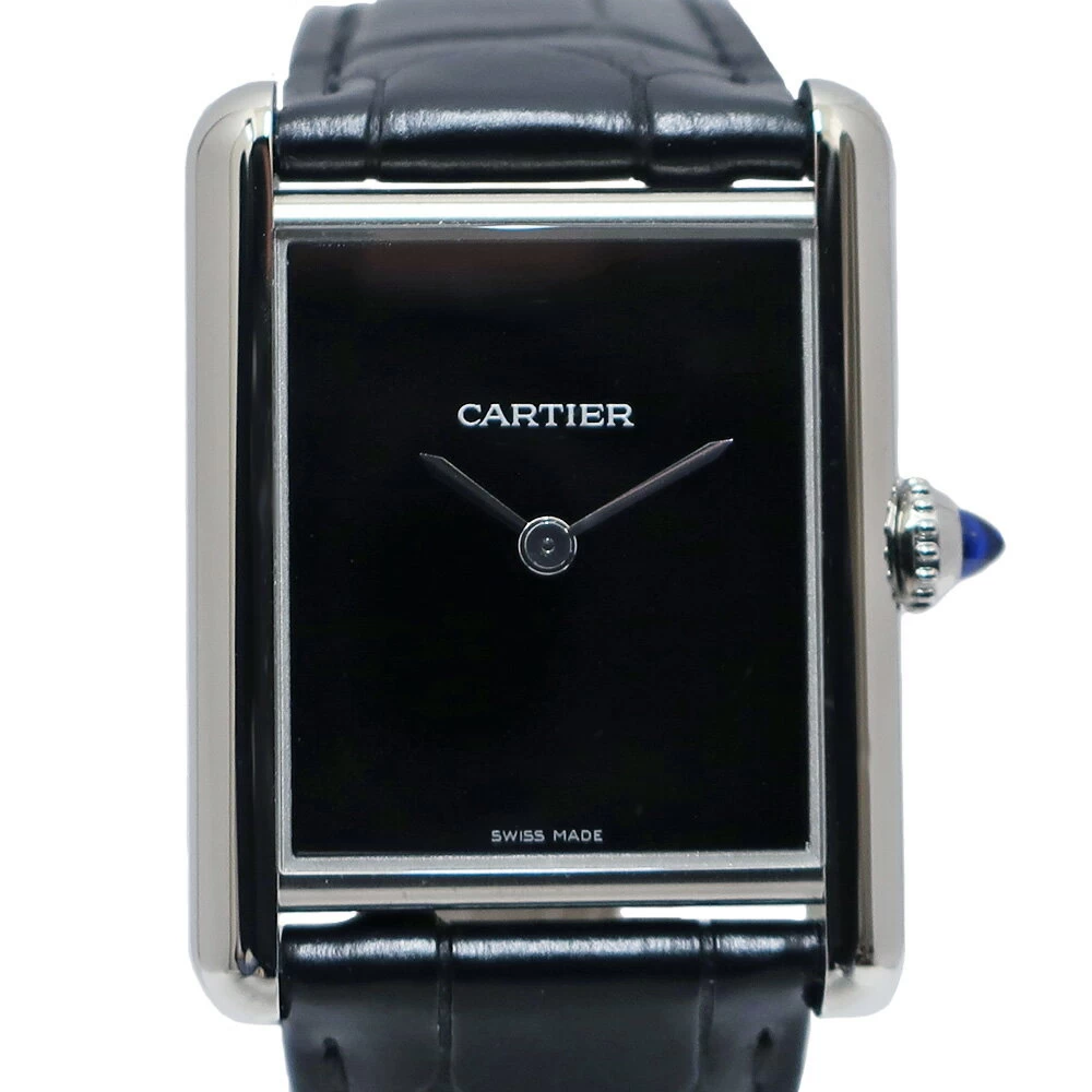 [Sakae] [CARTIER] Cartier Tank Mast LM WSTA0072 Black SS Leather Quartz [Unused]
