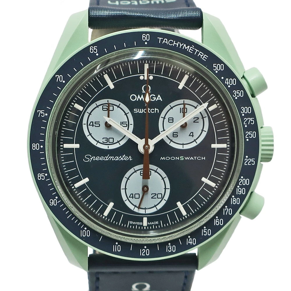 [Sakae] [SWATCH x OMEGA] Swatch x Omega MISSION ON EARTH Mission On Earth SO33G100 Speedmaster Moon Swatch Green Navy Quartz 