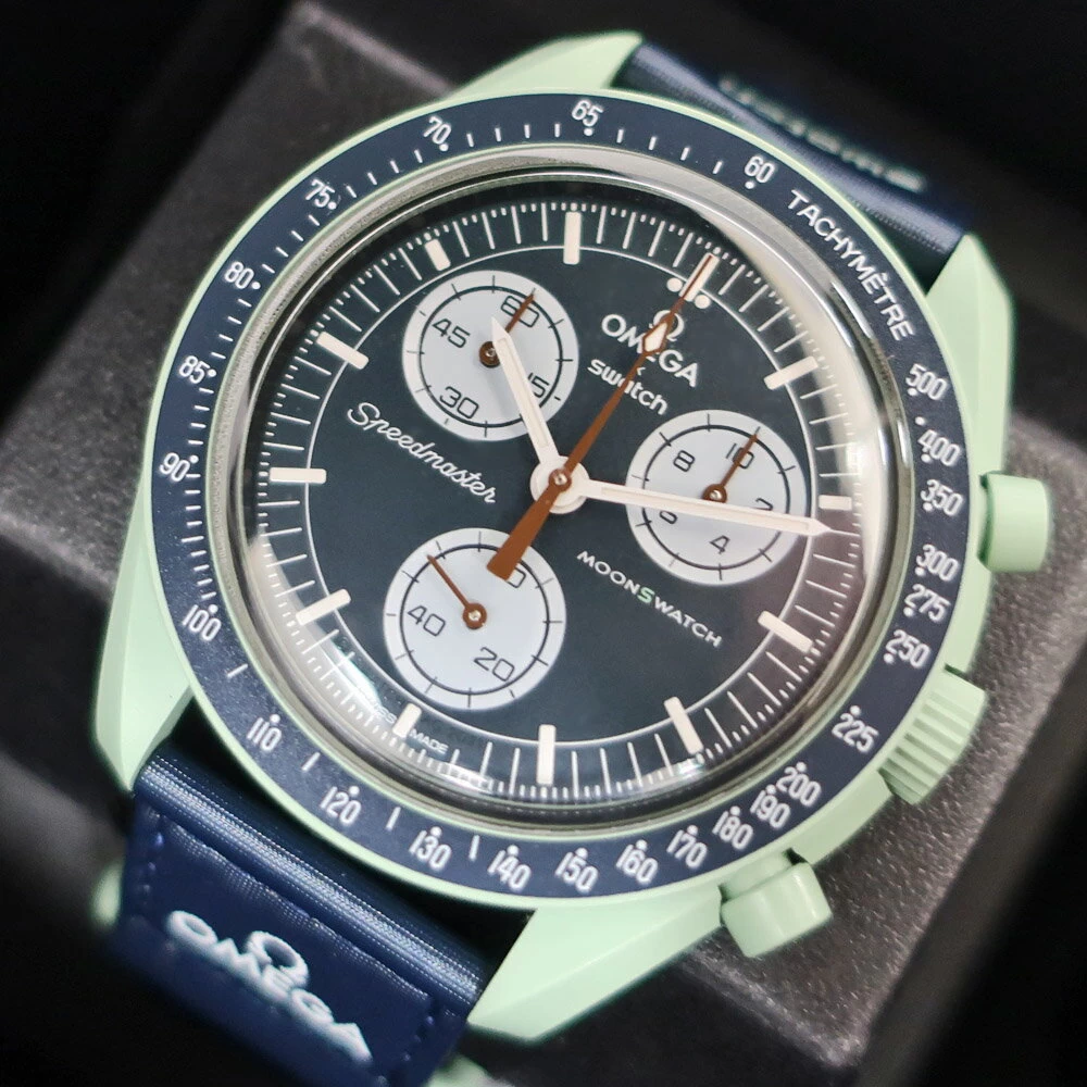 [Sakae] [SWATCH x OMEGA] Swatch x Omega MISSION ON EARTH Mission On Earth SO33G100 Speedmaster Moon Swatch Green Navy Quartz 