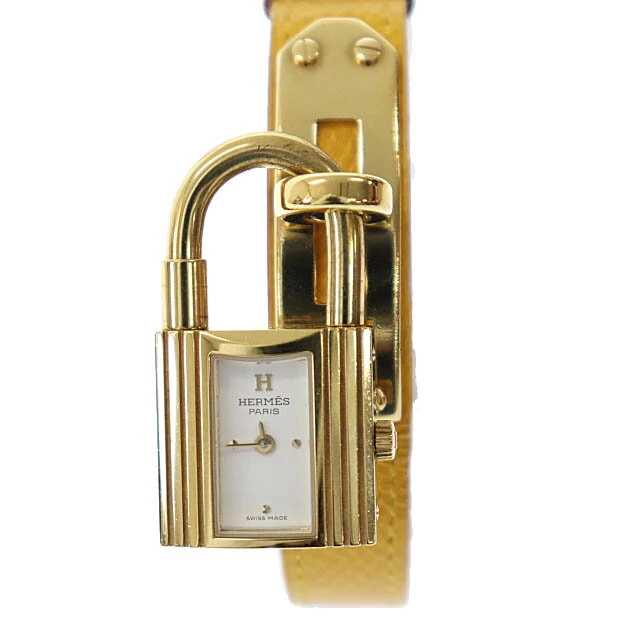 Hermes HERMES Kelly Watch Quartz Gold Hardware KE1.210 □ A Engraved 1997 Yellow Yellow Brand Used Clothing Vector ☆ AA ★ ▲■ 220822/103 Ladies