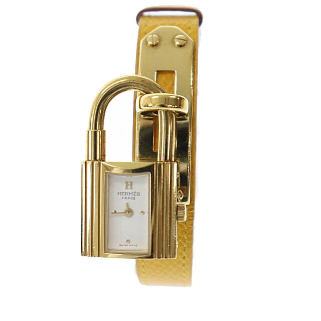 Hermes HERMES Kelly Watch Quartz Gold Hardware KE1.210 □ A Engraved 1997 Yellow Yellow Brand Used Clothing Vector ☆ AA ★ ▲■ 220822/103 Ladies