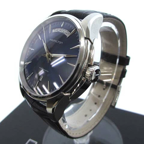 Hamilton Hamilton Beautiful Item H325051 Jazzmaster Day-Date Automatic Automatic Blue Dial Back Case Through Back Leather Band Leather Strap Black Black Blue 220506