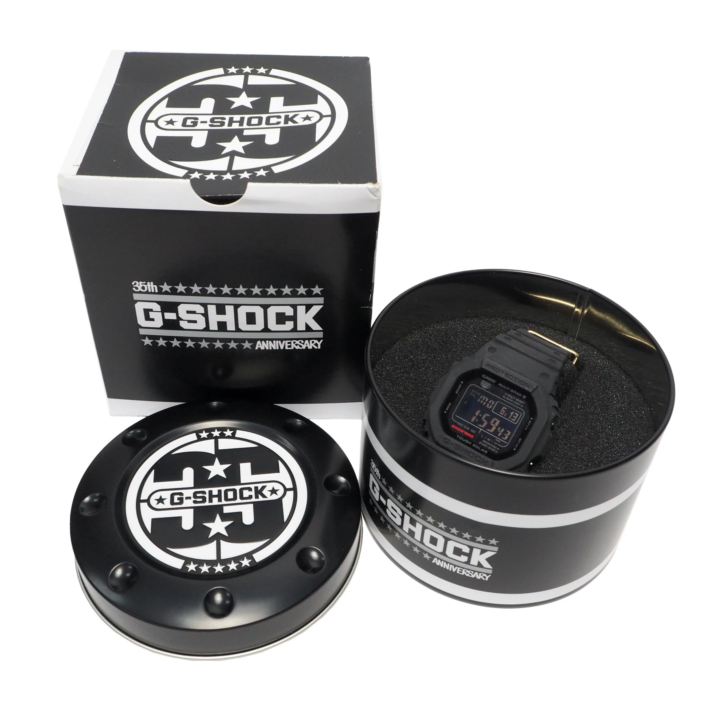 [Very Good] G-SHOCK G-SHOCK CASIO CASIO 35TH ANNIVERSARY MODEL TOUGH SOLAR WORLD TIME SHOCK RESISTANT STRUCTURE 20 ATM WATERPROOF Rubber/Stainless Steel Gold Hardware Big Bang Black GW-5035A-1JR